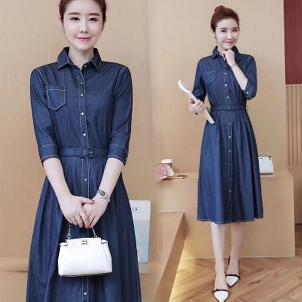 casual dresses spring autumn women plus size fashion turn-down collar solid sashes slim jeans for denim one-piece, Black;gray
casual dresses spring autumn women plus size fashion turn-down collar solid sashes slim jeans for denim one-piece, Black;gray
