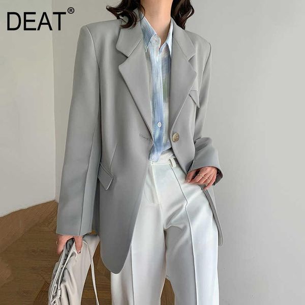 women's suits & blazers deat woman blazer coat fog blue solid notched long sleeve dropped loose single button office lady style 2021 su, White;black
women's suits & blazers deat woman blazer coat fog blue solid notched long sleeve dropped loose single button office lady style 2021 su, White;black