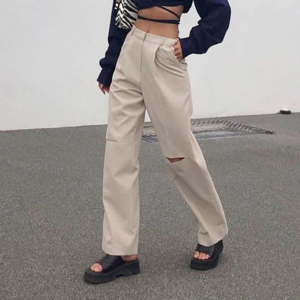 women's pants & capris 2021 spring and summer elastic waist suit casual drape loose khaki hole straight ankle-length high fashion, Black;white
women's pants & capris 2021 spring and summer elastic waist suit casual drape loose khaki hole straight ankle-length high fashion, Black;white