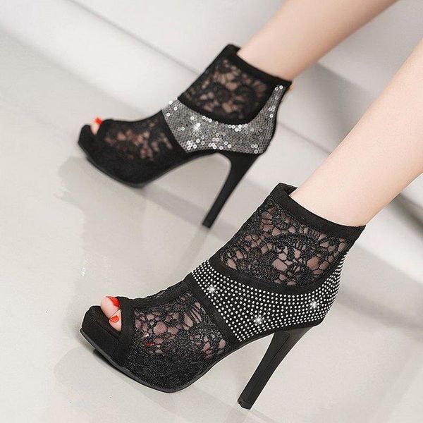 sandals, women's high heels and diamond mesh boots, summer shoes, open style, slim heels, korean 2021 boots, Black
sandals, women's high heels and diamond mesh boots, summer shoes, open style, slim heels, korean 2021 boots, Black