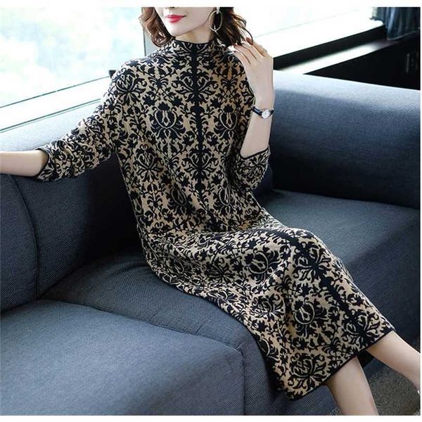 vintage plaid knitted long sleeve turtleneck dres pockets casual sweater dresses autumn winter elegant 211119, Black;gray
vintage plaid knitted long sleeve turtleneck dres pockets casual sweater dresses autumn winter elegant 211119, Black;gray