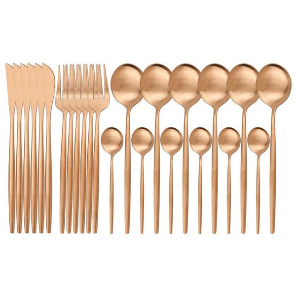 dinnerware sets 24pcs/set rose cutlery set 18/10 stainless steel knife fork spoon tableware home party kitchen silverware