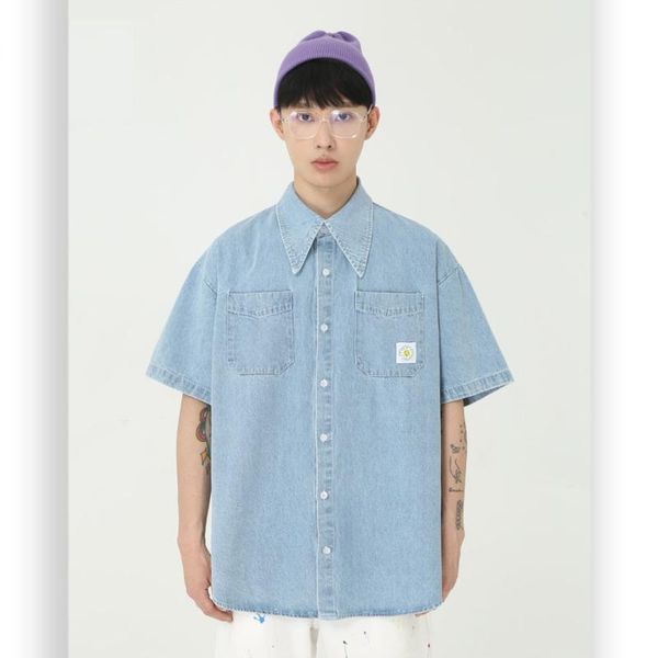 men's casual shirts male streetwear hip hop vintage fashion shirt men summer youthful style short sleeve loose denim, White;black
men's casual shirts male streetwear hip hop vintage fashion shirt men summer youthful style short sleeve loose denim, White;black