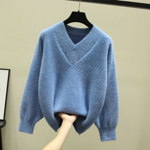 women's sweaters faux mink velvet v-neck knitted women loose here simple fashion stretch bottoming pullover femal spring, White;black
women's sweaters faux mink velvet v-neck knitted women loose here simple fashion stretch bottoming pullover femal spring, White;black
