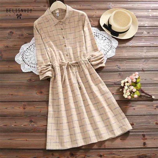 mori girl spring autumn women vintage dress 5 colors plaid casual vestidos verano cotton linen dresses female elegant elbise 210520, Black;gray
mori girl spring autumn women vintage dress 5 colors plaid casual vestidos verano cotton linen dresses female elegant elbise 210520, Black;gray