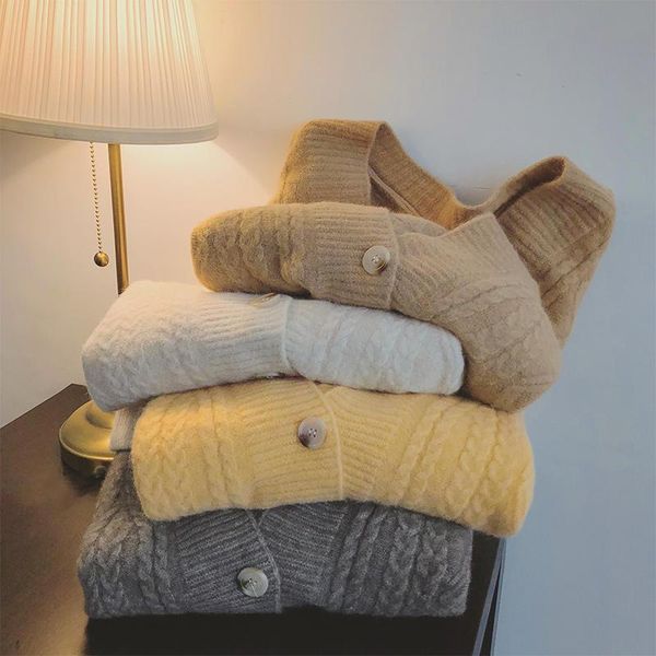 women's knits & tees autumn winter knitted cardigan women sweater loose solid long sleeve coat casual v-neck femme mujer q4245, White
women's knits & tees autumn winter knitted cardigan women sweater loose solid long sleeve coat casual v-neck femme mujer q4245, White