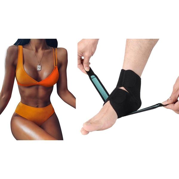 ankle support 1pcs elastic bandage protector & 1x women's bikini stitching swimsuit high waist single yellow m, Blue;black
ankle support 1pcs elastic bandage protector & 1x women's bikini stitching swimsuit high waist single yellow m, Blue;black