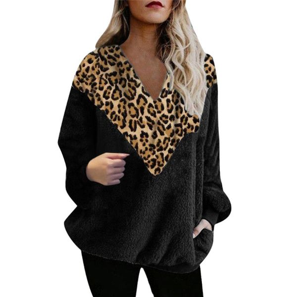 women's hoodies & sweatshirts v-neck leopard patchwork flannel pullover fashion spring winter pockets warm woolen thicker, Black
women's hoodies & sweatshirts v-neck leopard patchwork flannel pullover fashion spring winter pockets warm woolen thicker, Black