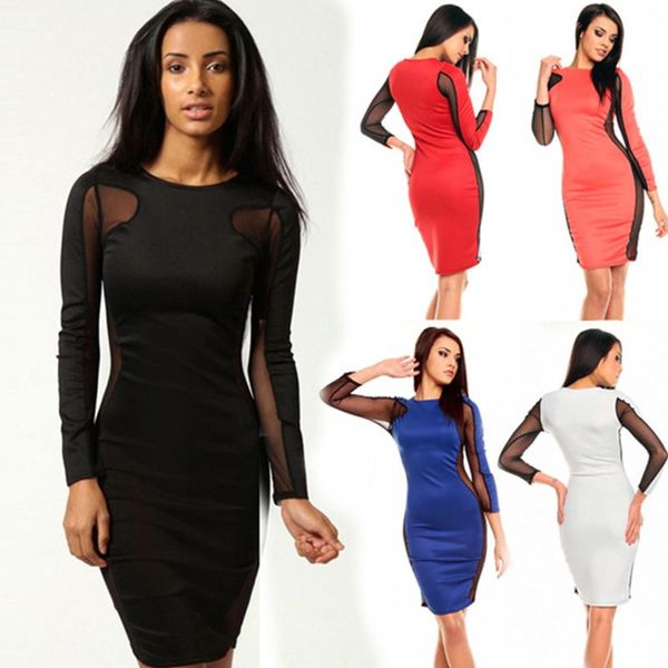 casual dresses women summer patchwork o-neck see through mesh long sleeve bodycon elegant pencil midi party vestidos, Black;gray
casual dresses women summer patchwork o-neck see through mesh long sleeve bodycon elegant pencil midi party vestidos, Black;gray