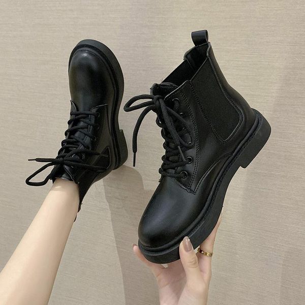 show feet boots female 2021 joker plus velvet winter thin short tidal ins british wind, Black
show feet boots female 2021 joker plus velvet winter thin short tidal ins british wind, Black
