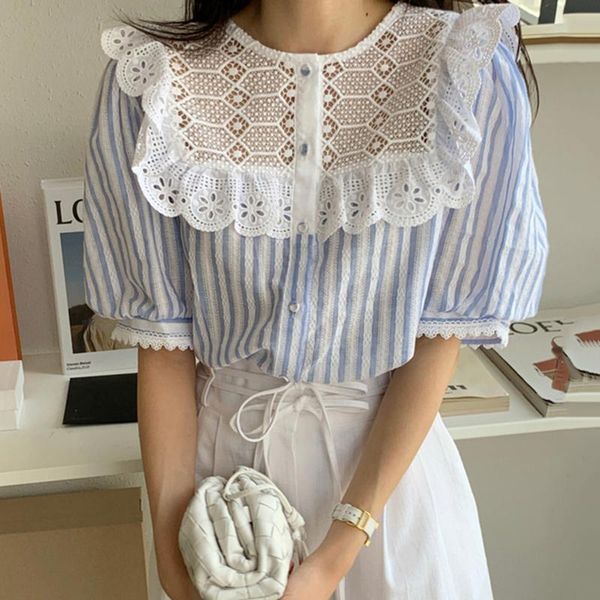 women's blouses & shirts korea chic casual fashion o neck lace stitching loose green striped puff sleeve shirt blouse womensummer 2021, White
women's blouses & shirts korea chic casual fashion o neck lace stitching loose green striped puff sleeve shirt blouse womensummer 2021, White