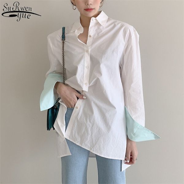 summer korean fashion long sleeve turn-down collar womens and blouses solid casual loose split ol style blouse 10294 210427, White
summer korean fashion long sleeve turn-down collar womens and blouses solid casual loose split ol style blouse 10294 210427, White