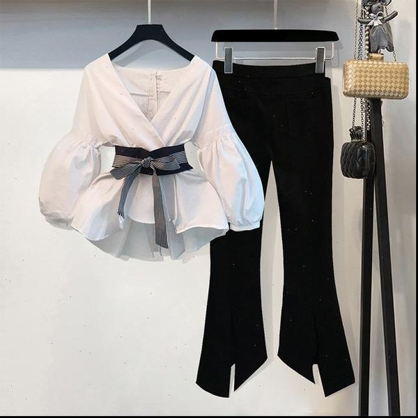 fashion two women tracksuits piece set shirt with wide leg trousers clothing lady blouse and pants, Gray
fashion two women tracksuits piece set shirt with wide leg trousers clothing lady blouse and pants, Gray