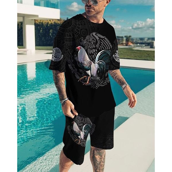 rooster pattern men's sports suit short-sleeved t-shirt with shorts, comfortable, breathable and dry, daily leisure sports, Gray
rooster pattern men's sports suit short-sleeved t-shirt with shorts, comfortable, breathable and dry, daily leisure sports, Gray