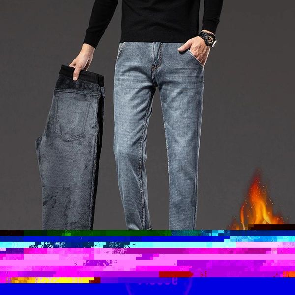 men's jeans winter men fleece warm classic style business casual regular fit thicken stretch denim pants brand trousers male, Blue
men's jeans winter men fleece warm classic style business casual regular fit thicken stretch denim pants brand trousers male, Blue