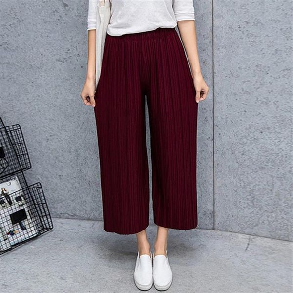 mid waist wide leg women pants fashion summer fold pleated palazzo solid color bottoms casual, Black;white
mid waist wide leg women pants fashion summer fold pleated palazzo solid color bottoms casual, Black;white