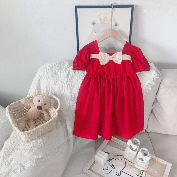 girl's dresses sweet 2021 summer girls kids princess red dress bow short sleeve children baby party vestidos outfits s12663, Red;yellow
girl's dresses sweet 2021 summer girls kids princess red dress bow short sleeve children baby party vestidos outfits s12663, Red;yellow