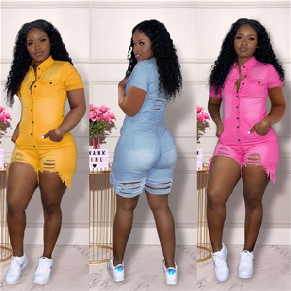 women ripped hole denim skinny rompers fashion trend cardigan buttons short sleeve shorts designer female summer casual slim jean jumpsuits, Black;white
women ripped hole denim skinny rompers fashion trend cardigan buttons short sleeve shorts designer female summer casual slim jean jumpsuits, Black;white