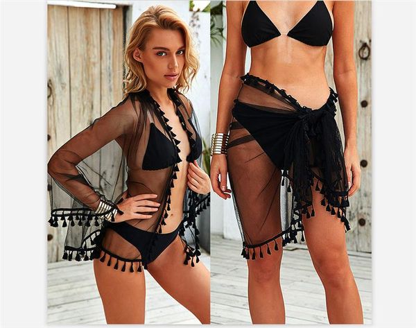 ladies summer chiffon overskirt women breathable holiday vacation beach mesh tassel decoration bikini cover up dress women's swimwear, White;black
ladies summer chiffon overskirt women breathable holiday vacation beach mesh tassel decoration bikini cover up dress women's swimwear, White;black