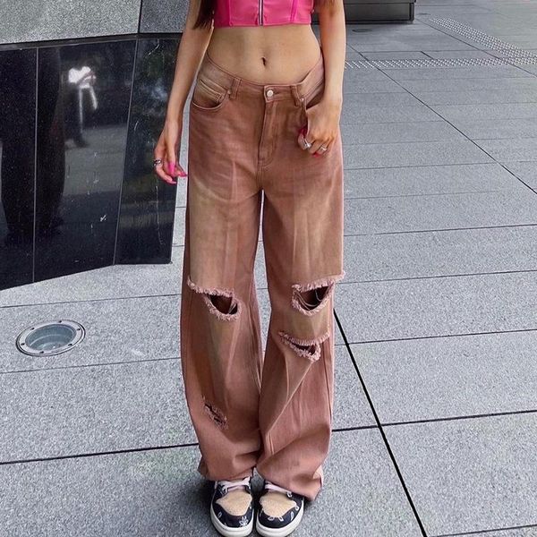 women's jeans 90s streetwear women high waist ripped gradient casual straight denim pants harajuku hollow out korean trousers, Blue
women's jeans 90s streetwear women high waist ripped gradient casual straight denim pants harajuku hollow out korean trousers, Blue