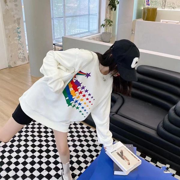 21ss autumn winter season g new fashion loose pentagram letter printed round neck sweater for men and women, Black 
21ss autumn winter season g new fashion loose pentagram letter printed round neck sweater for men and women, Black