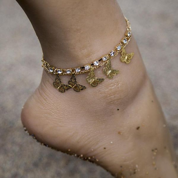 anklets sweet fashion gold color crystal butterfly pendant for women simple foot chain jewelry gifts, Red;blue
anklets sweet fashion gold color crystal butterfly pendant for women simple foot chain jewelry gifts, Red;blue
