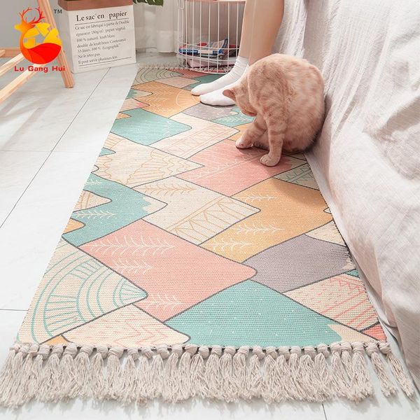 carpets ins japanese style 100% cotton hand-woven bedside carpet environmentally-friendly long tassel floor mat for living room
carpets ins japanese style 100% cotton hand-woven bedside carpet environmentally-friendly long tassel floor mat for living room