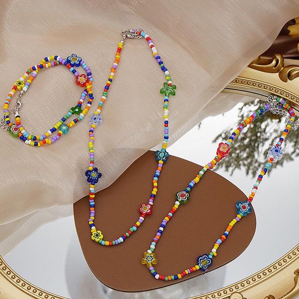 chokers minar boho candy color beads necklaces for women lady 2021 summer rainbow beaded glass flower chain necklace jewelry, Golden;silver
chokers minar boho candy color beads necklaces for women lady 2021 summer rainbow beaded glass flower chain necklace jewelry, Golden;silver