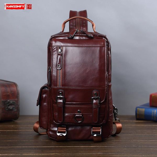 backpack genuine leather men's bag men chest small casual shoulder bags male vintage backpacks
backpack genuine leather men's bag men chest small casual shoulder bags male vintage backpacks