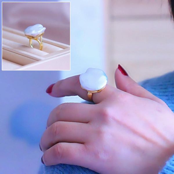 cluster rings xueluo 925 sterling silver fashion large irregular baroque cultured freshwater pearl figure ring for women, Golden;silver
cluster rings xueluo 925 sterling silver fashion large irregular baroque cultured freshwater pearl figure ring for women, Golden;silver