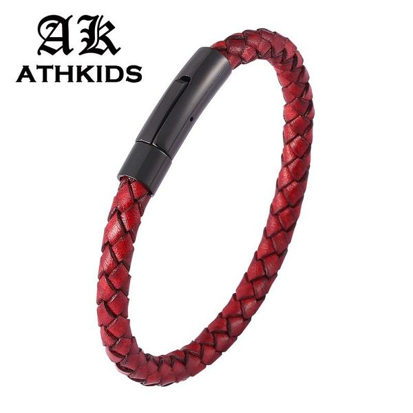charm bracelets simple braided vintage red leather bracelet women men jewelry stainless steel snaps bangles weave wrist band gifts pd0451, Golden;silver
charm bracelets simple braided vintage red leather bracelet women men jewelry stainless steel snaps bangles weave wrist band gifts pd0451, Golden;silver