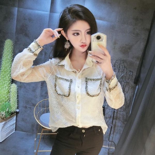 women's blouses & shirts women autumn fashion korean ulzzang long sleeve turn-down collar lace transparent elegant vintage plus siz, White
women's blouses & shirts women autumn fashion korean ulzzang long sleeve turn-down collar lace transparent elegant vintage plus siz, White