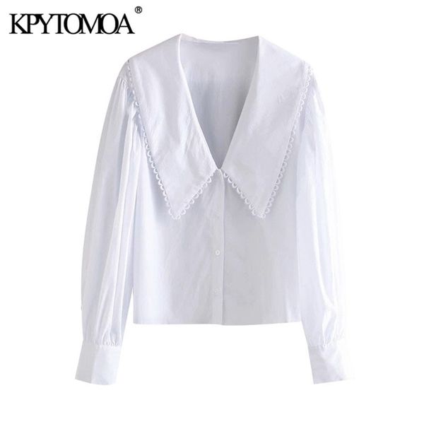 kpytomoa women sweet fashion with embellished trim loose blouses vintage long sleeve button-up female shirts chic 210323, White
kpytomoa women sweet fashion with embellished trim loose blouses vintage long sleeve button-up female shirts chic 210323, White