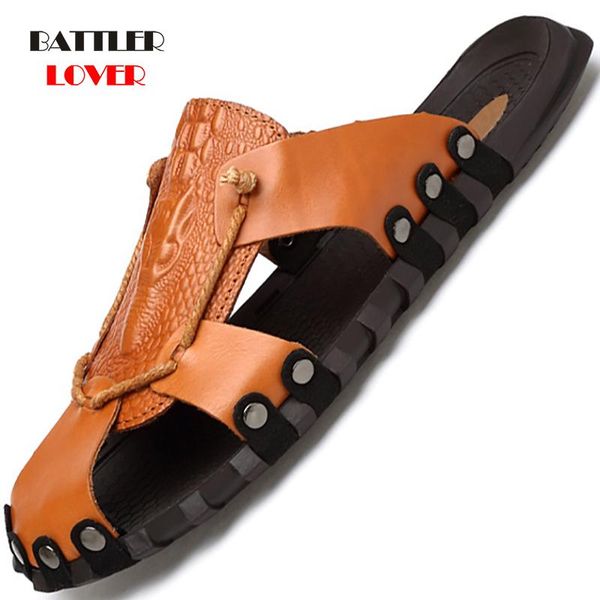slippers summer breathable men's sandals genuine leather casual comfortable flats outdoor man roman style beach, Black
slippers summer breathable men's sandals genuine leather casual comfortable flats outdoor man roman style beach, Black