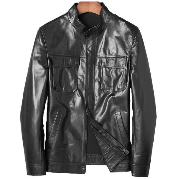 men's leather & faux genuine jacket motorcycle mens jackets men spring autumn sheepskin coat short slim, Black
men's leather & faux genuine jacket motorcycle mens jackets men spring autumn sheepskin coat short slim, Black