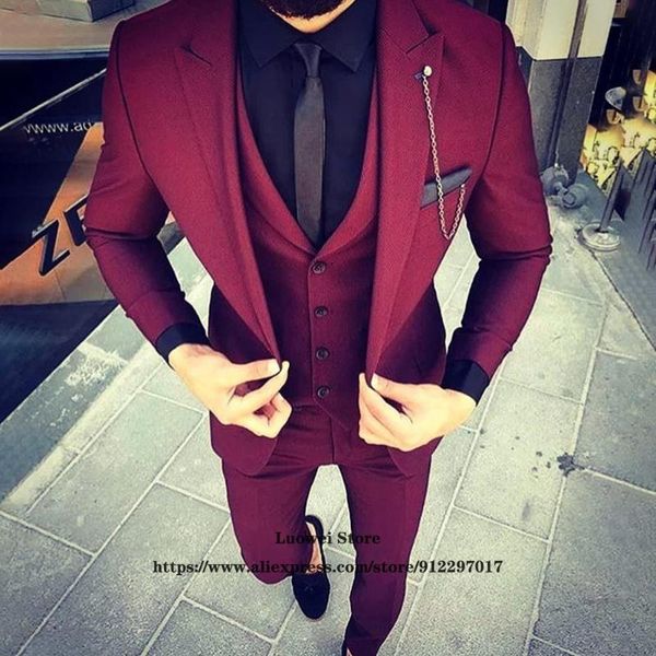 men's suits & blazers fashion burgundy slim men 3 piece jacket vest pants set groom wedding peaked lapel tuxedo formal business blazer, White;black
men's suits & blazers fashion burgundy slim men 3 piece jacket vest pants set groom wedding peaked lapel tuxedo formal business blazer, White;black