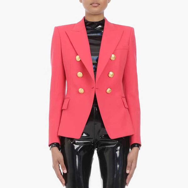 est designer jacket women's classic double breasted metal lion buttons slim fitting blazer coral 210526, White;black
est designer jacket women's classic double breasted metal lion buttons slim fitting blazer coral 210526, White;black