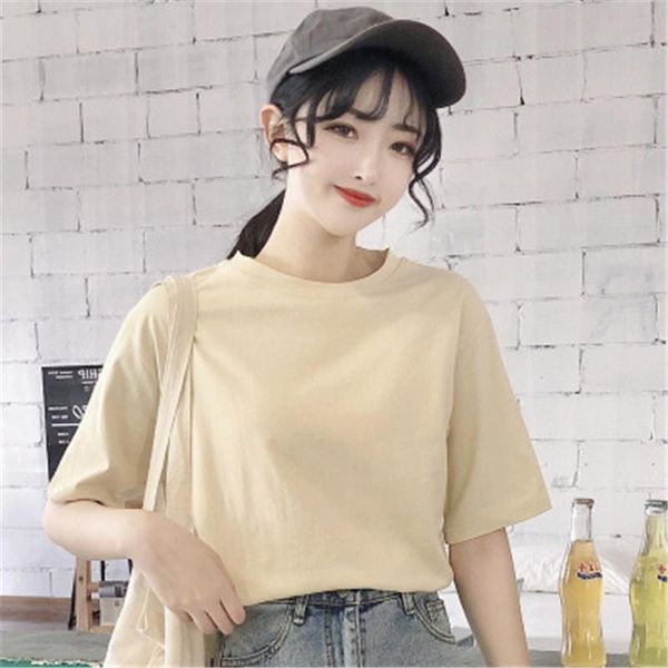 women's t-shirt 2021 summer khaki combed cotton round neck solid color plus size female 9-color korean casual loose trend, White
women's t-shirt 2021 summer khaki combed cotton round neck solid color plus size female 9-color korean casual loose trend, White