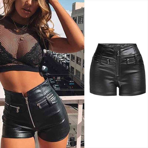 black elastic high waist loose women short pu leather fashion wide leg ladies female spring summer w0134, White;black
black elastic high waist loose women short pu leather fashion wide leg ladies female spring summer w0134, White;black