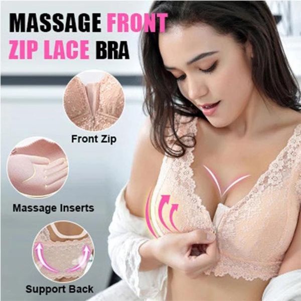 bras female lingerie front zip women lace bra push up full cup bralette seamless wireless backless vest gather underwear, Red;black
bras female lingerie front zip women lace bra push up full cup bralette seamless wireless backless vest gather underwear, Red;black
