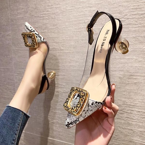 pointed rhinestone snake high heels with sandals and transparent women's shoes fashion, Black 
pointed rhinestone snake high heels with sandals and transparent women's shoes fashion, Black