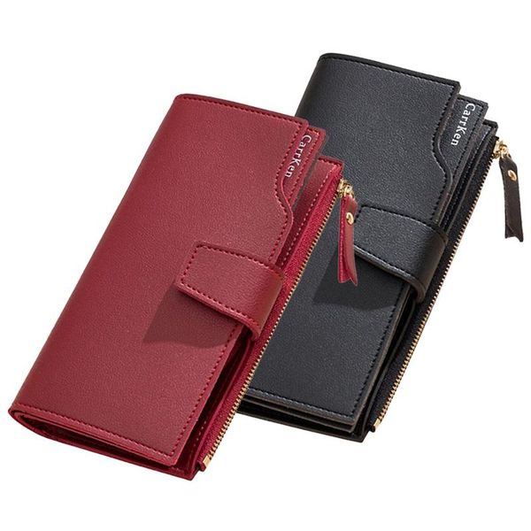 wallets 2021 long wallet female big capacity hasp zipper purse ladies clutch casual simple solid coin card holders school student, Red;black 
wallets 2021 long wallet female big capacity hasp zipper purse ladies clutch casual simple solid coin card holders school student, Red;black