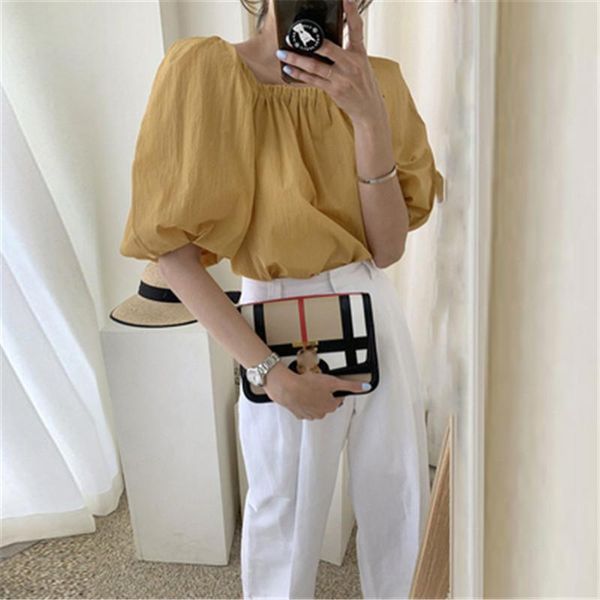 women's blouses & shirts rugod slash neck solid female for ladies puff sleeve summer shirt fashion chic 2021, White
women's blouses & shirts rugod slash neck solid female for ladies puff sleeve summer shirt fashion chic 2021, White