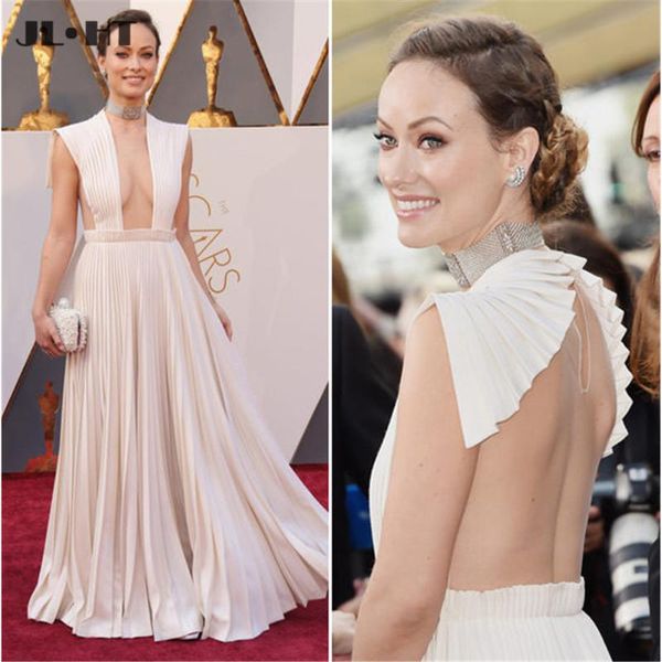 party dresses red carpet dress evening celebrity long deep neck chiffon draped prom gown, White;black 
party dresses red carpet dress evening celebrity long deep neck chiffon draped prom gown, White;black