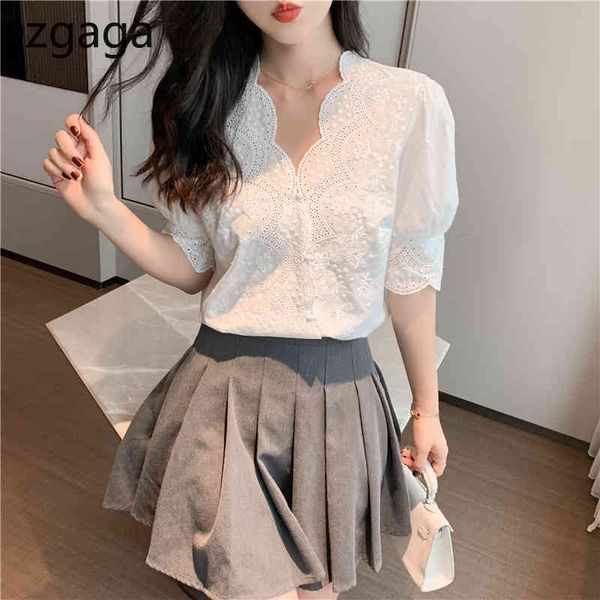 ezgaga lace patchwork chiffon women blouse short sleeve v-neck korean fashion loose chic white shirts ladies elegant summer 210430
ezgaga lace patchwork chiffon women blouse short sleeve v-neck korean fashion loose chic white shirts ladies elegant summer 210430