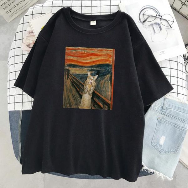 oil painting cat's dusk printing womens t-shirt street hip hop t shirts 2021 summer soft loose breathable shirt women's, White
oil painting cat's dusk printing womens t-shirt street hip hop t shirts 2021 summer soft loose breathable shirt women's, White