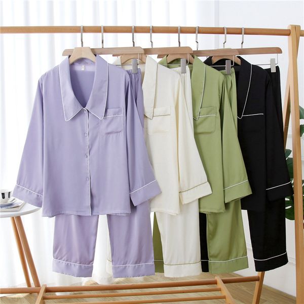 women satin pajamas sleepwear autumn ice silk long sleeve trousers suit fashion pyjamas set nightwear, Black;red
women satin pajamas sleepwear autumn ice silk long sleeve trousers suit fashion pyjamas set nightwear, Black;red