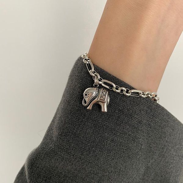 link, chain lucky elephant vintage bohemian thai silver color bracelet for women friends handmade dainty jewelry gifts sl2315, Black
link, chain lucky elephant vintage bohemian thai silver color bracelet for women friends handmade dainty jewelry gifts sl2315, Black