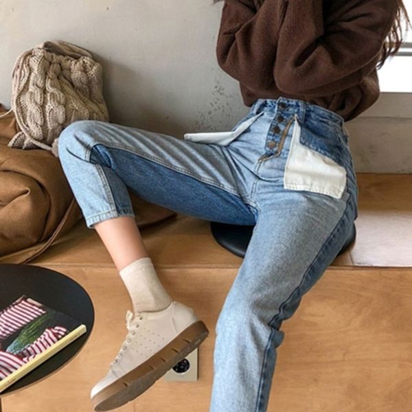 capris high waist loosens female denies spring pants autumn 2021 blue contrast color denim leg wide jeans, Black;white
capris high waist loosens female denies spring pants autumn 2021 blue contrast color denim leg wide jeans, Black;white