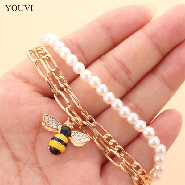 link, chain youvi twisted layered pearl beads chains bracelets for women gold color cuban link bangels charms goth bee bracelet, Black
link, chain youvi twisted layered pearl beads chains bracelets for women gold color cuban link bangels charms goth bee bracelet, Black